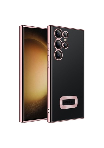 Galaxy S23 Ultra Kılıf Kamera Korumalı Logo Gösteren Zore Omega Kapak Rose Gold