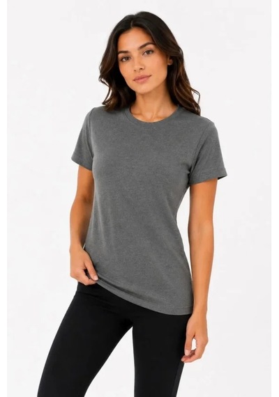 Dogutrend Basic Tişört Bisiklet Yaka Kısa Kol Günlük Yazlık Slim Fit T-shirt - Antrasit Diğer
