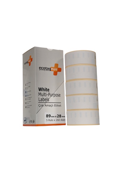 Ecotagplus Dymo Muadili Etiket - 89 Mm X 28 Mm - 5 X 260 Adet - Eko Paket - 99010 1