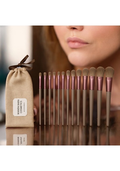 Wanda Nara Cosmetics Profosyonel Premium Beauty Kahve-gri Makyaj Aplikatör Fırçası 13 Lü Set