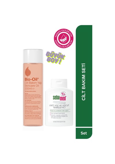 Bio-oil Çatlak Karşıtı & Leke Karşıtı Nemlendirici Cilt Bakım Yağı 200 Ml & Sebamed Temizleme Jeli 200 Ml