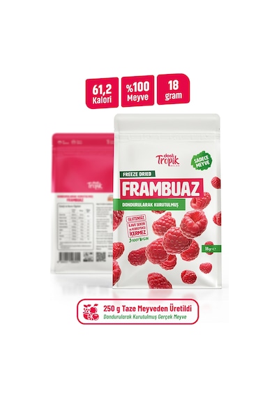 Dondurularak Kurutulmuş Frambuaz 18 G Freeze Dried Meyve Cipsi Çıtır Meyve Kurusu 12 Adet