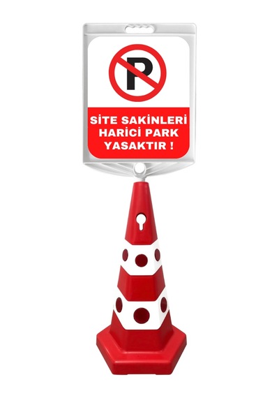 Site Sakinleri Hariç Park Yasaktır Çift Taraf Baskı Kırmızı Ultra Kedi Gözlü Ağırlıklı Koni Seti Trafik Dubası