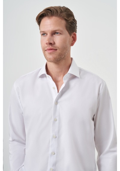 Morven Erkek Beyaz Pamuk Trend Slim Fit Dar Kesim Non Iron Gömlek 25mc004034600 Beyaz
