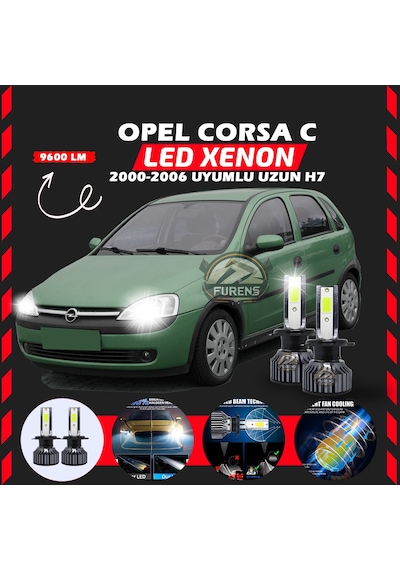 Opel Corsa C 2000-2006 Uzun Far Uyumlu Şimşek Etkilii Led Xenon Pro Series H7