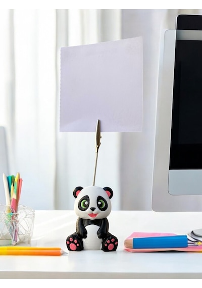 Sevimli Mutlu Panda Fotoğraf Not Tutacağı Hediyelik Not Tutucu Siyah