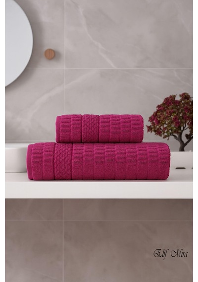 Banyo Havlu Seti %100 Pamuk 2 Parça 50 90 + 90 150 Cm Soft Comfort Vişne