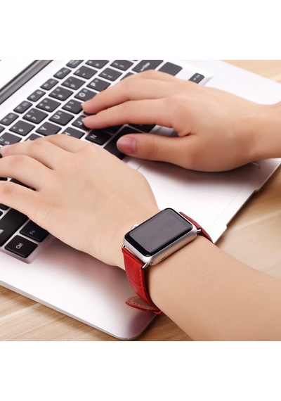 Ally Apple Uyumlu iOS  Watch 7 45Mm 6-5-4 44Mm Deri Kordon Kayış Crocodile 3