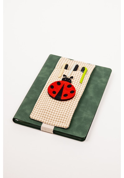 Defter Üstü Kalemlik A5 Lastikli Kalem Tutucu Kumaş Organize Bej