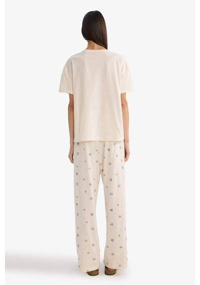 Defacto Pijama Takımı Kısa Kollu Üst Alt G3116ax26sper98 Ekru-er98