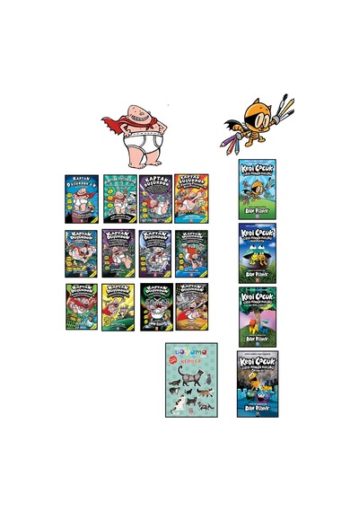 Kaptan Düşükdon Serisi 12 Kitap + Kedi Çocuk Çizgi Roman Kulübü Serisi 4 Kitap Ve Çıkartmalı Boyama