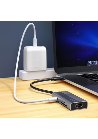 Ayrex Chb059 Type-c To 4k Hdmı 2 Usb-a Pd 60w Sd Ve Micro Sd Kart Okuyucu Çoklayıcı Hub
