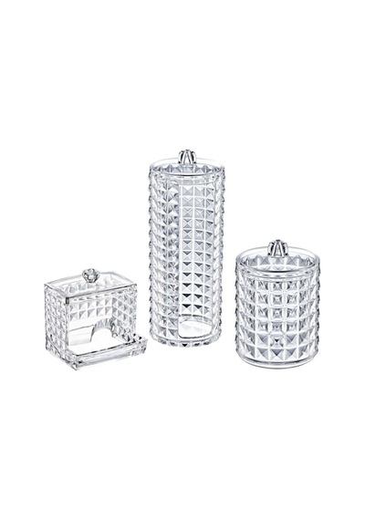 Diamond 3 Lü Organizer Set Kapaklı Şık Banyo Ve Makyaj Düzenleyici Şeffaf