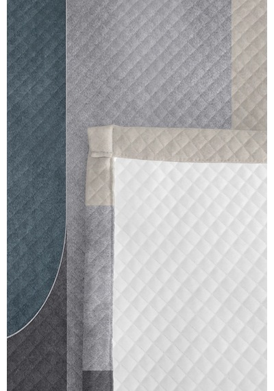 Mavi Geometrik Modern Genç Odası Tek Kişilik Pike Takımı-çizgili Gri 160x220cm Kapitone Yatak Örtüsü Mat Avlu Nüansı