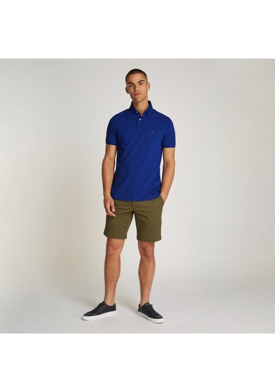 Tommy Hilfiger Erkek Dokuma Polo Yaka Kısa Kol Günlük Mavi T-shirt-15689
