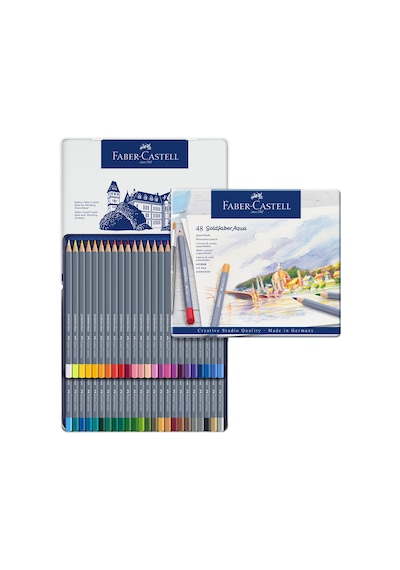 Faber-Castell Goldfaber Aqua Kuru Boya Kalemi 48 Renk, Suda Çözünebilir, Yüksek Pigmentli, Yumuşak ve Canlı Renkler