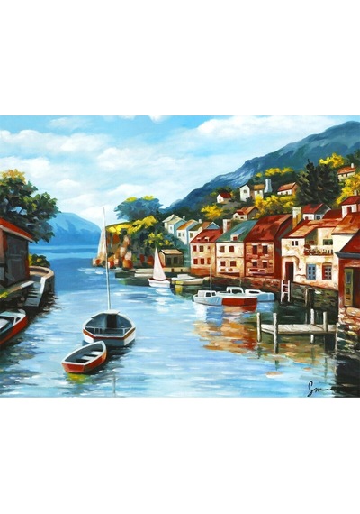 Yağlı Boya Tablo %100 El Yapımı 84cmx70cm Deniz Manzara