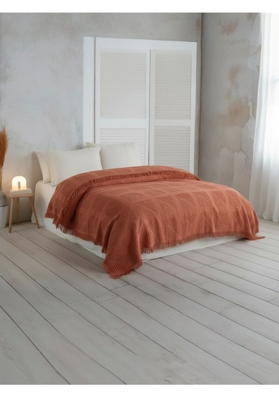 Sirus Çift Kişilik Jakarlı Pike , %100 Pamuk Jakarlı Dokuma 240x260 Cm Kiremit