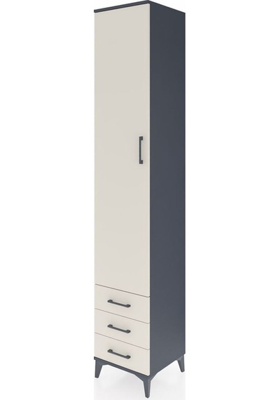 Hyperion Dolap 5 Raflı 3 Çekmeceli Tek Kapaklı 44x44x243 Antrasit-aytaşı Antrasit
