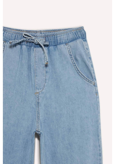 DeFacto Pull On Paperbag Yüksek Bel Düz Paça Uzun Yumuşak Jean Pantolon E0733AX25SMNM28
