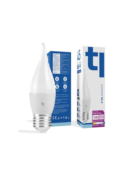 Redeem Plus C37A E27 Mum Ampul, Titreşimsiz, Göz Konforu, 579 Lümen, Soğuk Beyaz, 6500 Kelvin