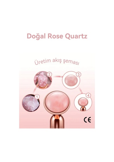 Titreşimli Rose Pembe Quartz Taşı 3d Yüz Masaj Silindiri 5 Başlıklı Cilt Bakım Cihazı Profesyonel Bej