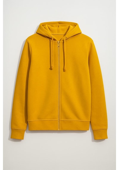 Markapia Erkek Fermuarlı Kapüşonlu İçi Polarlı Sweatshirt Sarı S