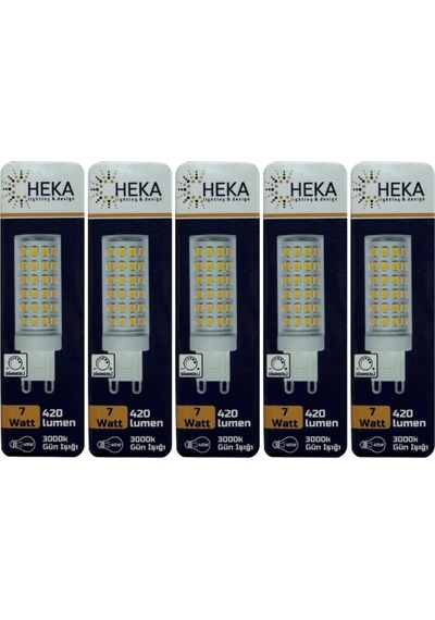 5 Adet Heka 7w 49w 3000k Gün Işığı G9 Duylu Dim Edilebilir Led Kapsül Ampul