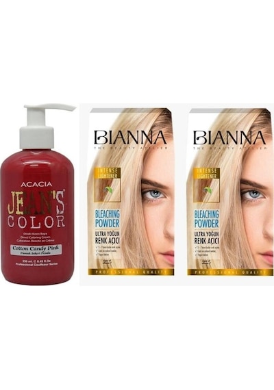 Jeans Color Saç Boyası Pamuk Şekeri Pembe 250 ml + Bianna Açıcı 2 Paket