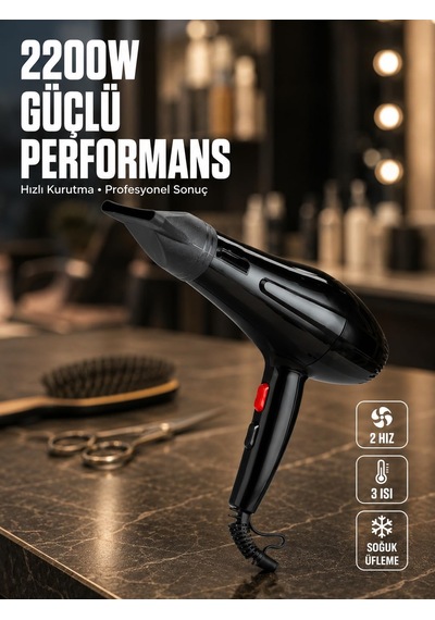 Tr Soğuk Üfleme Özellikli 2200w Profesyonel Fön Makinesi