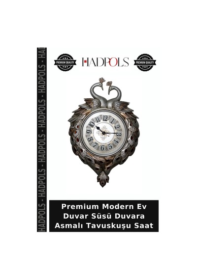 Premium Modern Ev Duvar Süsü Duvara Asmalı Tavuskuşu Saat Diğer