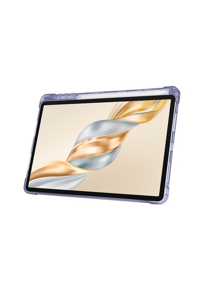 Honor Pad X9a 2025 Eln2-w29-eln2-l29 Uyumlu Kalem Bölmeli Dönebilen Üçgen Standlı Tri Folding Tablet Kılıfı - Mor - T38643