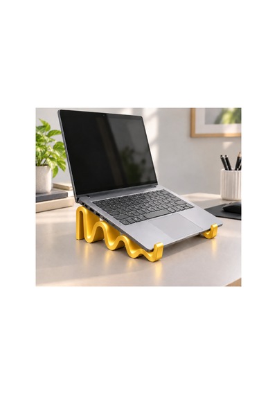 Violet Dalgalı Görünümlü Laptop Standı - Metalik Altın