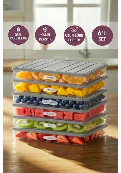 Selka Home 6 Adet 2,5 Lt. Nora Organizer Buzdolabı  Buzluk Düzenleyici Saklama Kabı