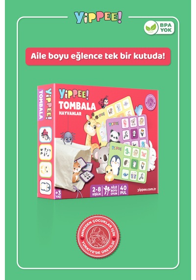 Çocuk Tombala Hayvan Temalı Ham Bez Kese 8 Tabla 40 Pul 60 Parça