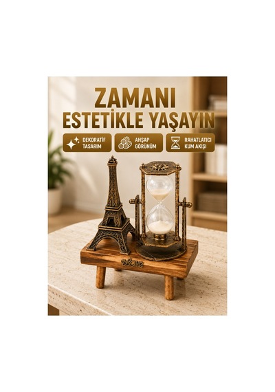 Ahşap Gövdeli Dekoratif Kum Saati Masa Üstü El S Esıııı-6-8ad54