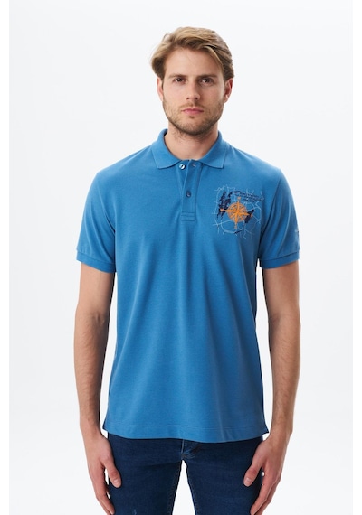 AR-MA Arma Erkek Regular Fit Baskılı % 100 Pamuk Pike Polo Yaka Tişört Y29374356202 Mavi
