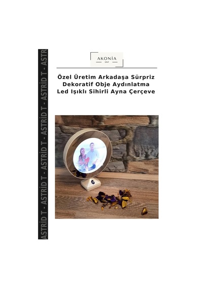 Özel Üretim Arkadaşa Sürpriz Dekoratif Obje Aydınlatma Led Işıklı Sihirli Ayna Çerçeve Çok Renkli