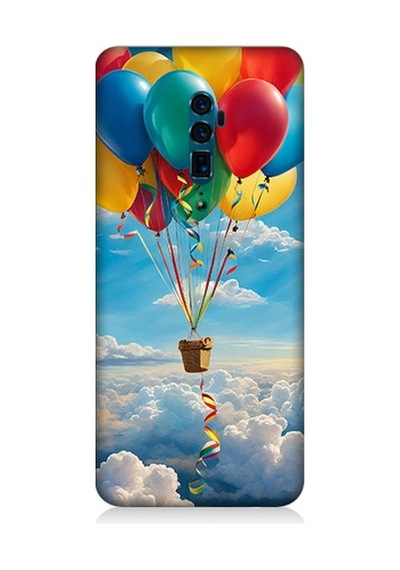Oppo Reno 10x Zoom Uyumlu Renkli Uçan Balonlar Desenli Silikon Kılıf
