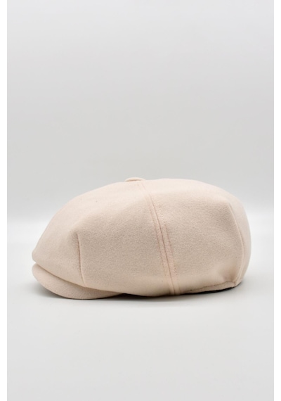 Külah Erkek Dökümlü Kışlık Newsie Kasket Premium Irish Flat Cap Şapka - Krem