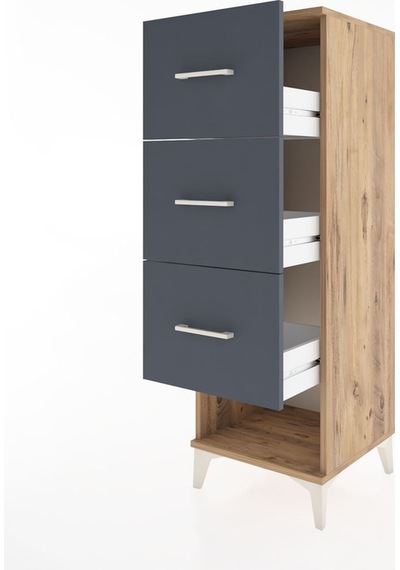 Hyperion Dolap 3 Çekmeceli 44x44x134 Çam-antrasit Atlas Çam
