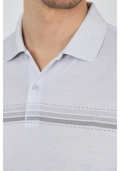 Kısa Kol Baskılı Pike Polo Yaka Cepsiz Slim Fit Tişört 1011250168 Gri