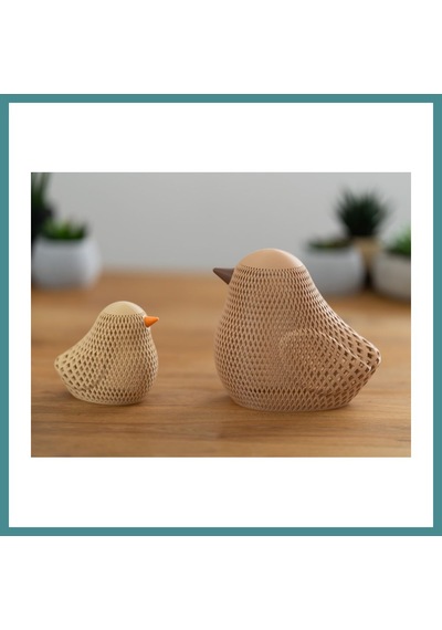 Trendexa 3d Baskı Örgü Desenli Serçe Figürlü Tealight Mumluk Bahar Dekoratif Mum Tutucu Mac Çok Renkli