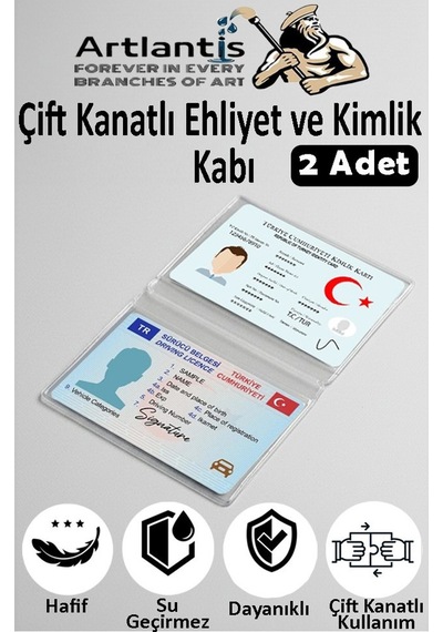 Çift Kanatlı Ehliyet Ve Kimlik Kabı 2 Adet Şeffaf İnce Kredi Kartı Kabı Ehliyet Kimlik Kılıfı Koruyucu Kılıf Şeffaf
