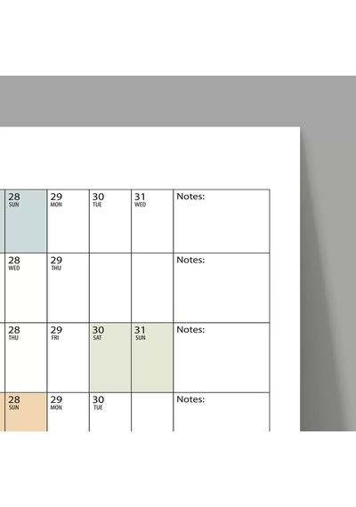 2027 Yıllık Planlayıcı Duvar Takvimi, Planlayıcı Takvim, Yatay Poster Planlayıcı Takvim