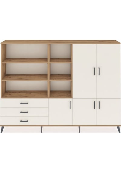 Arges Dolap 11 Raflı 3 Çekmeceli 5 Kapaklı 220x30x163 Çam-aytaşı Çam-aytaşı