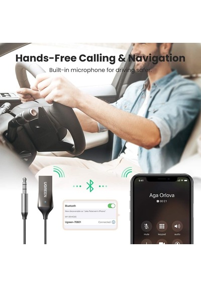 Mikrofonlu 3.5 Mm Aux Bluetooth 5.3 Alıcı Adaptör Araç Kiti