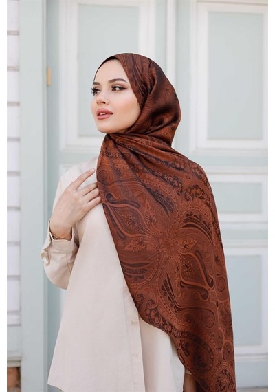 Etro Desen Premium Şal Fındık Kabuğu Çok Renkli