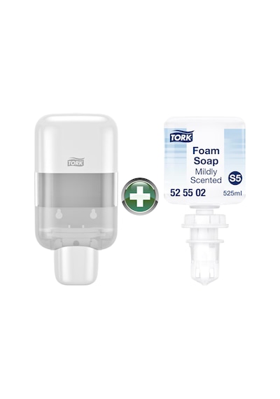 Tork Mini S5 Sabun Ve Dezenfektan Dispenseri Beyaz 565200 + Köpük Sabun 525502 Hediyeli