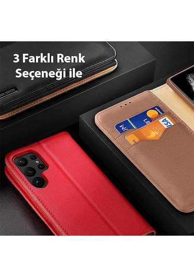 Hepsi Dux Ducis Sm Galaxy Uyumlu S23 Plus Kılıf Mıknatıslı Cüzdanlı Deri Kılıf Hivo Series- 5775 Najmaddin Kırmızı